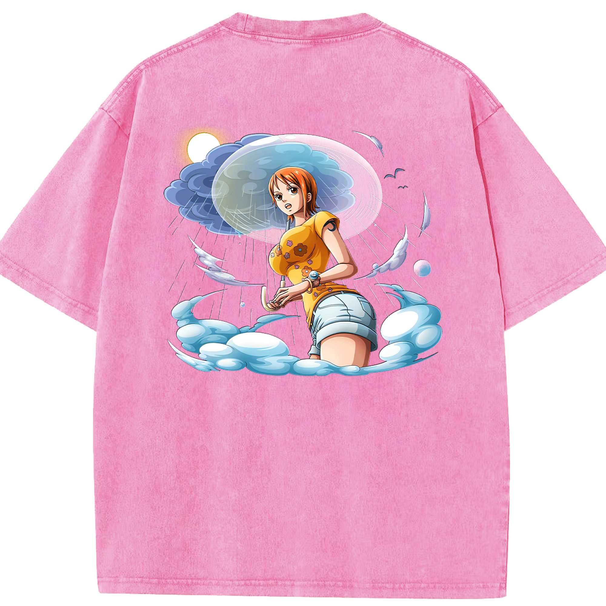 ワンピース ナミ ONE PIECE Nami 綿100% ヴィンテージ風 半袖Tシャツ（背面プリント）